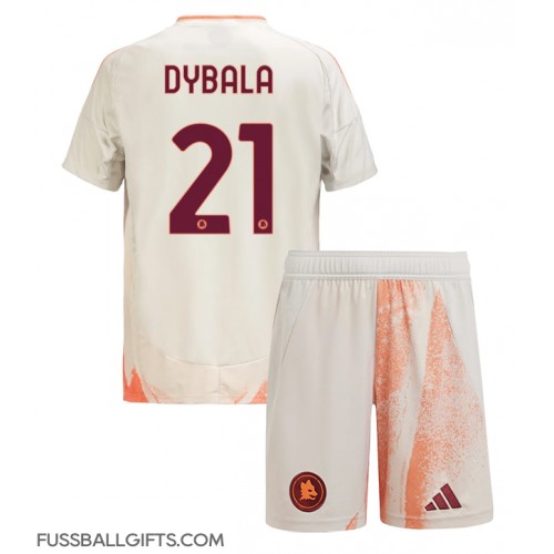 AS Roma Paulo Dybala #21 Fußballbekleidung Auswärtstrikot Kinder 2024-25 Kurzarm (+ kurze hosen)